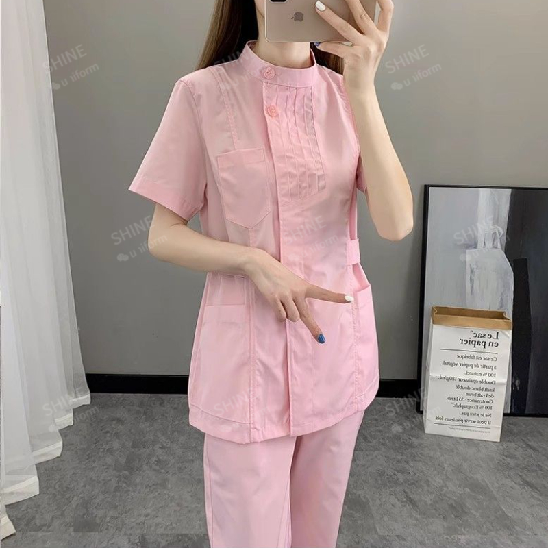 Seragam Perawat Warna Pink Len - Medical Lab Logo ulasan dan harga