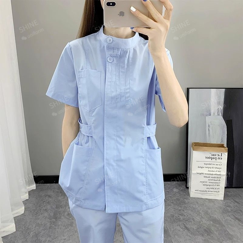 Seragam Perawat Warna Pink Len - Medical Lab Logo ulasan dan harga